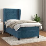 vidaXL Box spring postelja z vzmetnico temno moder 90x190 cm žamet Cene