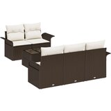  Vrtna garnitura - 6-dijelni set vrtnih sofa s jastučićima smeđi poli ratan 2-sjedalna vrtna sofa s spremnikom i jastučićima sme | shoptok.hr