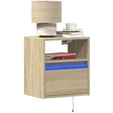 vidaXL Zidni noćni ormarići s LED svjetlima 2 kom boja hrasta sonome | shoptok.hr