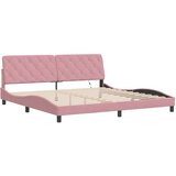  Okvir kreveta s LED-om bez madraca ružičasti 200 x 200 cm baršunasti | shoptok.hr
