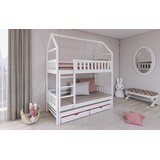 Molarem Home Drveni dječji krevet na kat Iga s tri kreveta i ladicom - bijeli - 200x90 cm - Madrac PE pjena 8 cm-spužvasti madrac | shoptok.hr