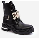 Kesi Insulated women's ankle boots decorated with black Venizi cene