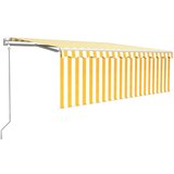  Avtomatsko zložljiva tenda s senčilom 4x3 m rumena in bela, (20702680) | Shoptok.si