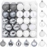  Set božićnih kuglica 100 kom. Bijela i siva 4 cm Polistiren | shoptok.hr