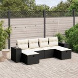 vidaXL 6-dijelni set vrtnih sofa s jastucima crni od poliratana | shoptok.hr