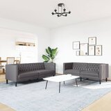  Chesterfield garnitura od 2 dijela, siva, umjetna koža | Eponuda.com