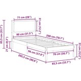 vidaXL Konstrukcija postelje Temno siva 80 x 200 cm Masivno borovo les | Shoptok.si