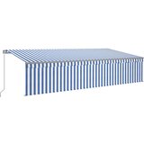 vidaXL Ročno zložljiva tenda s senčilom LED 6x3 m modra in bela, (20742899) | Shoptok.si