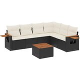 Maison Chic Seti vrtnega pohištva - Vrtna garnitura - Vrtni pohištvo set 7-delna z blazinami črn poli ratan, (21802090) | Shoptok.si