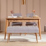 Hanah home Vina 0701 - 3 - Atlantic, Grey Atlantic PineGrey Extendable Dining Table & Chairs Set (4 Pieces) | ePonuda.com