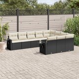 vidaXL 10-dijelni set vrtnih sofa s jastucima crni od poliratana | shoptok.hr