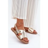 VINCEZA Women's Flat Sandals With Decorative Detail 17378 Gold | shoptok.hr