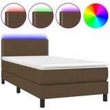 Maison Chic Box spring postelja - Vzmetna postelja z vzmetnico LED temno rjava 100x200cm blago SL2657, (21903906) Cene