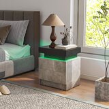  Noćna ormarić s LED svjetlima i 2 ladice, noćna ormarić dim. 45 x 35 x 52 cm, siva. | shoptok.hr