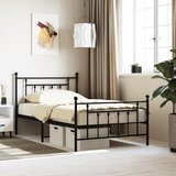 The Living Store Kovinski posteljni okvir z vzglavjem in vznožjem črn 107x203 cm - Posteljni Okvir, (21503684) | Shoptok.si