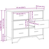  Komoda Crni hrast 91x35.5x74.5 cm Inženjersko drvo | shoptok.hr
