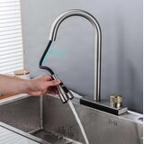 EYN Kuhinjska armatura s širokim vodnim slapom | Pipa KW1599 — Gunmetal siva | Shoptok.si