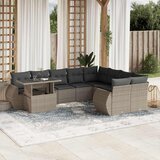  10-dijelni set vrtnih sofa poliratan s jastucima svijetlosivi | shoptok.hr