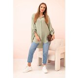 Kesi Włoski Cotton muslin shirt oversize light khaki | shoptok.hr