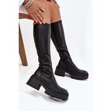 Boto Women's Boots with Thick Heel and Platform Slip-On Black Florinne | shoptok.hr