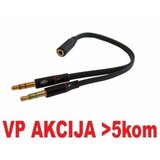 Gembird CCA-23535 ** 3.5mm Headphone Mic Audio Y Splitter Cable Female to 2x3.5mm Male adapter (95) Cene