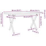  Stolić za kavu X-oblika 90x40x45,5 cm od borovine i čelik | shoptok.hr