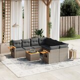 Maison Chic Seti vrtnega pohištva - Vrtna garnitura - Vrtni pohištvo set 9-delna z blazinami siv poli ratan, (21796344) | Shoptok.si