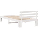 vidaXL Posteljni okvir iz borovega lesa Bel Bel Trden les 90 x 200 cm | Shoptok.si
