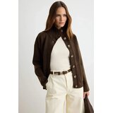 TRENDYOLMILLA Trendyol ženski duks Soft Textured Stand Collar Pocketed Knitwear Cardigan Twoaw27Hi00069, braon | Eponuda.com