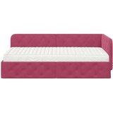 vidaXL Kutni okvir kreveta s madracem Vinska crvena 90 x 190 cm Baršun | shoptok.hr