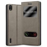 Cadorabo Ohišje, združljivo z Huawei ASCEND P7 v kamnito rjava - Zaščitni ovitek z magnetnim zapiranjem, stoječo funkcijo in 2 okencema za gledanje, (20558536) | Shoptok.si