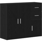 vidaXL Komoda črna hrast 91x29,5x75 cm inženirski les, (21828761) | Shoptok.si
