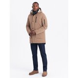 Ombre Men's long parka sherpa jacket - beige | Eponuda.ba