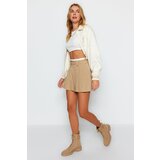 Trendyol Beige Double-Belt Detail Pleated Mini Woven Skirt | shoptok.hr