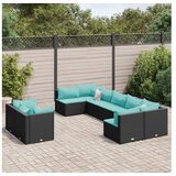 vidaXL Vrtna garnitura - 9-dijelni set vrtnih sofa s jastucima crni od poliratana - Crna i plava 9 | shoptok.hr