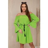Kesi Dress with a drawstring at the waist in light green colour Cene