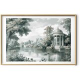  Plakat - Landscape with a Park and Lake in Retro Greens 60x40 Zlatni okvir s margom | shoptok.hr