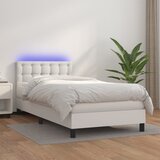 Maison Chic Box spring postelja - Vzmetna postelja z vzmetnico LED bela 90x200 cm umetno usnje SL15406, (21908853) | Shoptok.si