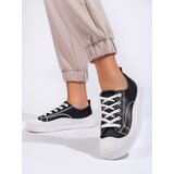 Shelvt Black women's sneakers made of ecological leather Cene