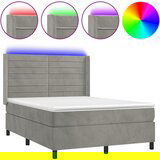The Living Store Box spring postelja z vzmetnico LED svetlo siva 140x200cm žamet - Box Spring Postelja, (21490116) | Shoptok.si