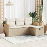 Maison Chic Seti vrtnega pohištva - Vrtna garnitura - Vrtni pohištvo set 4-delna z blazinami bež poli ratan, (21817098) | Shoptok.si