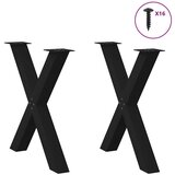 vidaXL noge za jedilno mizo x-oblika 2 kosa črna 70x(72-73) cm jeklo | Shoptok.si