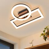 Nettlife črna LED stropna svetilka z lesnim videzom, 34,5 cm, 14 W, 3000 K, sodobna pravokotna obročasta zasnova, energijski razred E, (5000491335) Cene