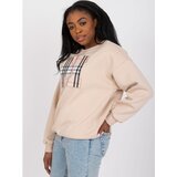 Fashion Hunters Beige sweatshirt without a hood with an Elise print