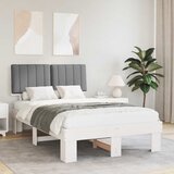 vidaXL Posteljni okvir z oblazinjenim vzglavjem Svetlo siva | Shoptok.si