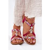 ARTIKER Flat Women's Sandals With Woven Straps And Clips Fuchsia | Shoptok.si