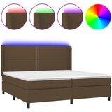 vidaXL Krevet box spring s madracem LED tamnosmeđi 200x200 cm tkanina Cijene