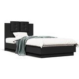 vidaXL Okvir za krevet s uzglavljem i LED svjetlima crni 75x190 cm Cijene