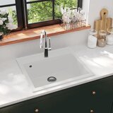 vidaXL enojno kuhinjsko pomivalno korito iz granita belo | Shoptok.si