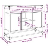 vidaXL Komoda s stekleno ploščo dim. hrast 98x35x81cm inženirski les | Shoptok.si